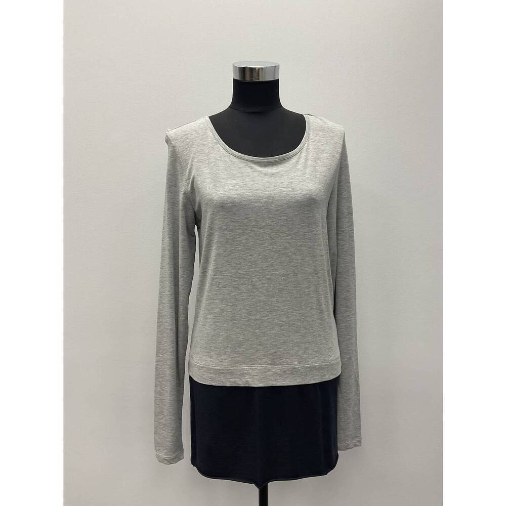 NEW PETER O. MAHLER long sleeve t-shirt in grey/navy